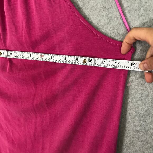 Green Envelope Tank Top Small Pink Halter Ruffle Flowy Soft Stretch Modal Resort - Picture 5 of 10